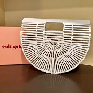 Cult Gaia White Bamboo Clutch